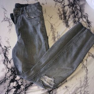 MOTHER grey distressed jeans